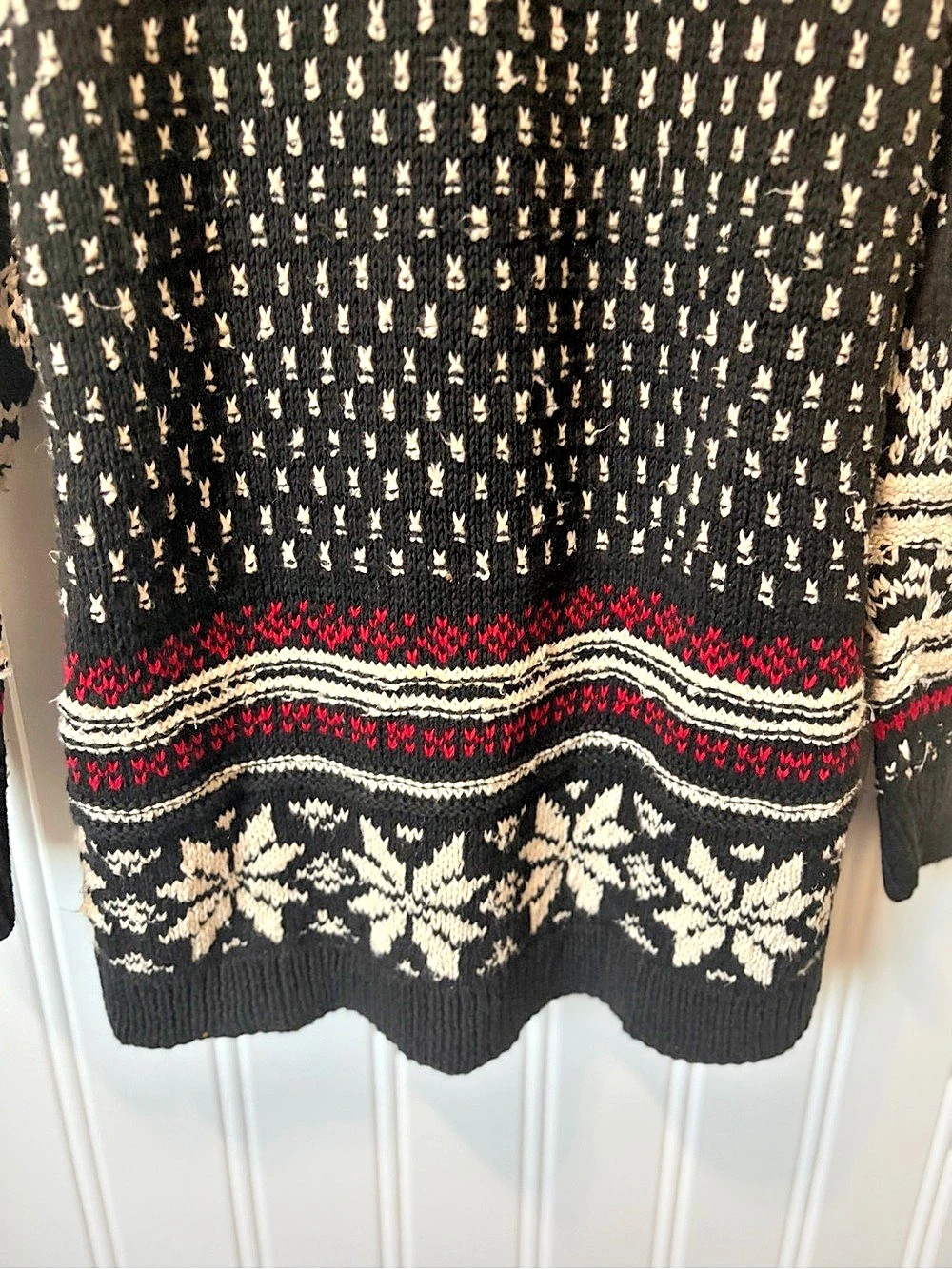 VTG Jones New York Sport Hand Knit Fair Isle Sweater M Ramie Cotton Chunky Mock - Picture 4 of 8
